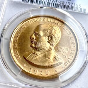 Перу 100 000 подошв Miguel Grey, 1 унция, золото, PCGS MS65, 1979 г.
