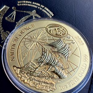 Золотой футляр с сертификатом подлинности на 1 унцию, Руанда, морская унция Mayflower, 2020 г.