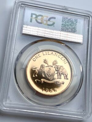 斯威士兰-1968-1-lilangeni-sobhuza-II-pcgs-pr68-dcam_2 斯威士兰 1968 1 Lilangeni Sobhuza II PCGS PR68 DCAM