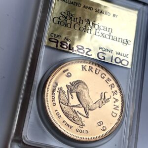 Kruegerrand 1989 GRC SAGCE POV 100 Prueba de oro