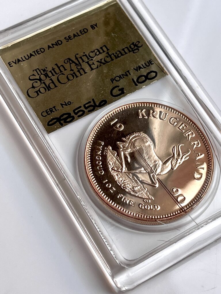 Kruegerrand 1990 GRC SAGCE POV 100 Prueba de oro