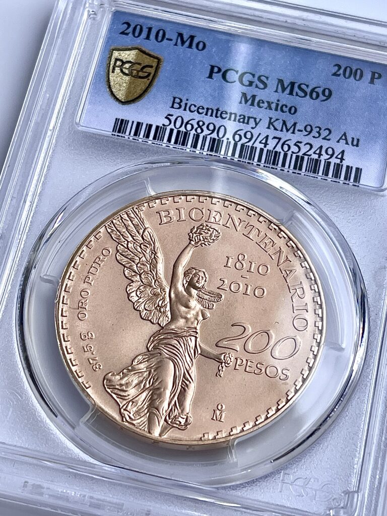 Mexiko 2010 200 Pesos Bicentenario Gold PCGS MS69
