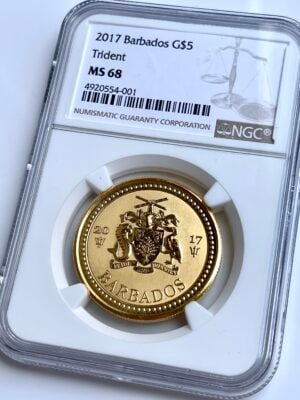 Barbados 2017 Tridente 5 Dollari NGC MS68