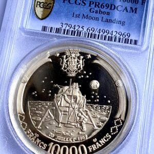 Gabun 1969 10000 Francs 1st Moon Landing PCGS PR69 DCAM