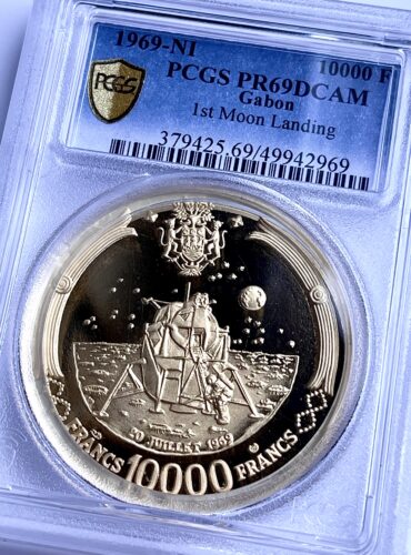 Gabun 1969 10000 Francs 1st Moon Landing PCGS PR69 DCAM