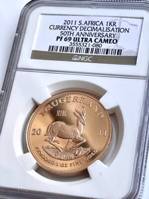 克鲁格朗 2011 年货币十进制 50 周年 1 盎司金币 NGC PF69 UCAM