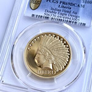 Liberia 2000 100 Dollars Liberty Indian Head Double Eagle PCGS PR69