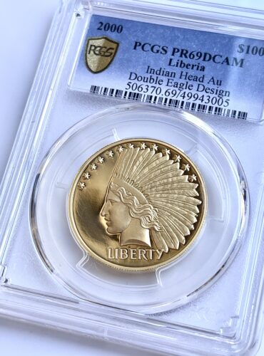 Liberia 2000 100 Dollars Liberty Indian Head Double Eagle PCGS PR69