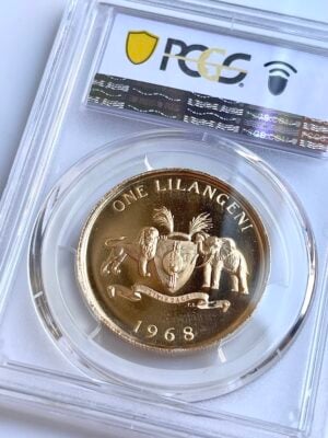 斯威士兰-1968-1-利兰格尼-索布扎-II-PCGS-PR69-cam_2 斯威士兰 1968 1 Lilangeni Sobhuza II PCGS PR69 CAM