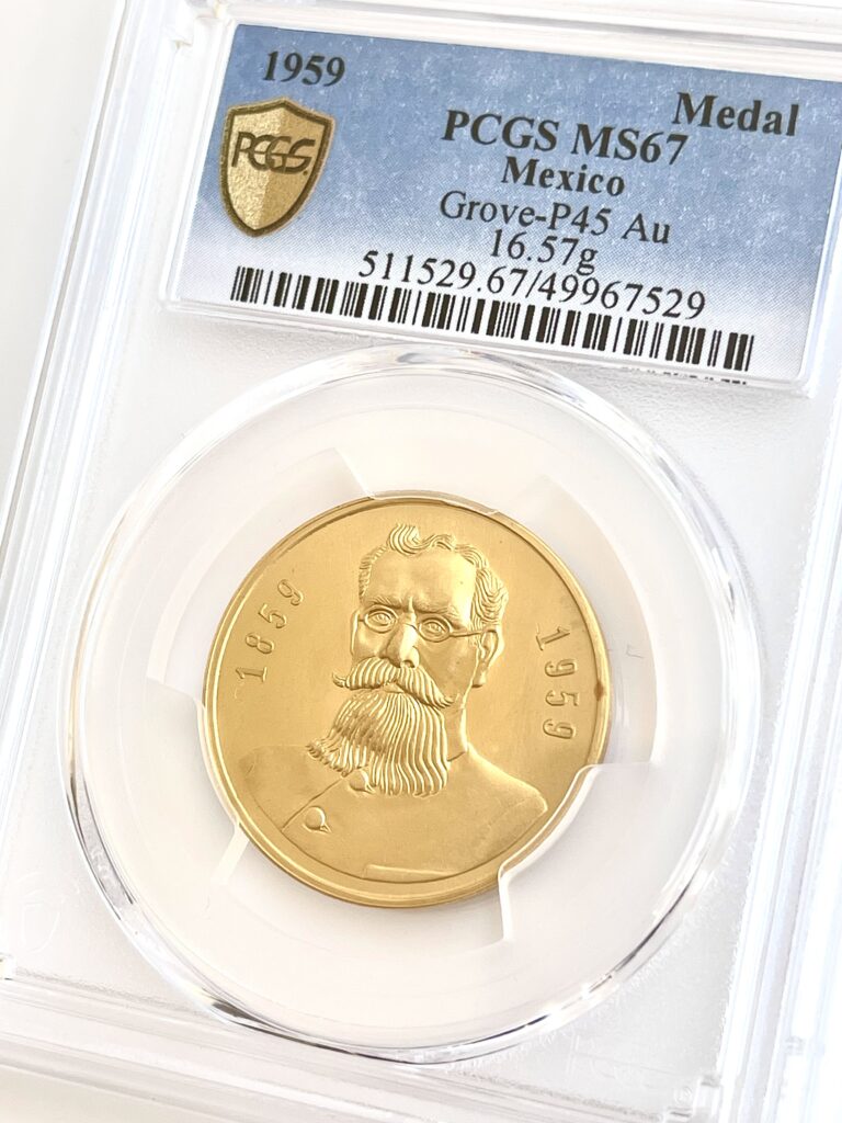 Mexique 1959 Médaille 100ème Naissance de Venustiano Carranza PCGS MS67