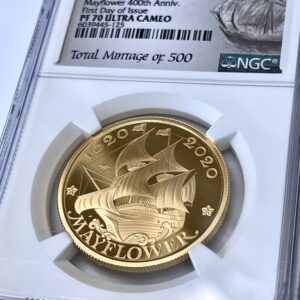 UK Mayflower 400th Anniversary 2020 1oz Gold Proof NGC PF70 Ultra Cameo First Day Issue