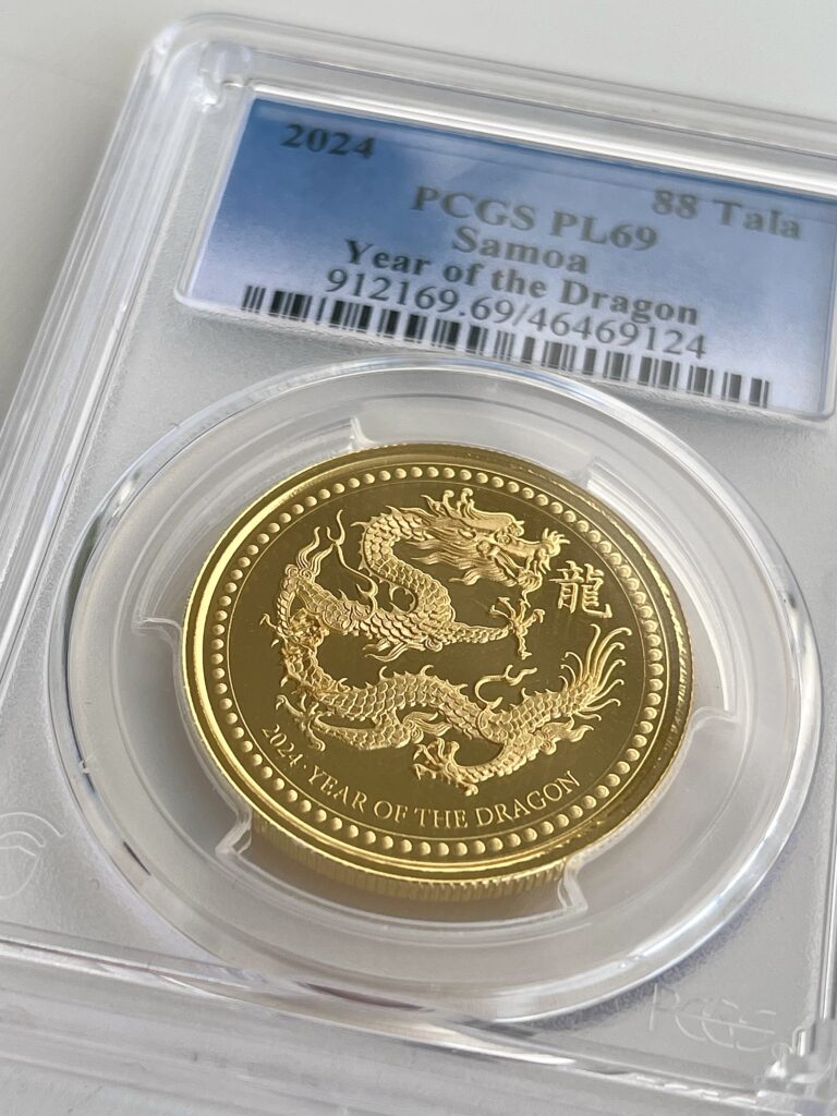 Samoa 2024 88 Tala Year Dragon 1oz Gold PCGS PL69