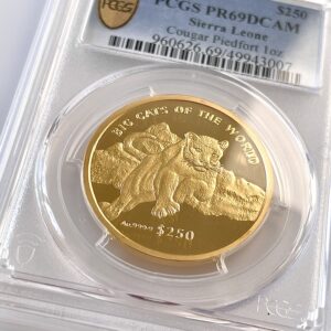 Sierra Leone 2001 250 Dollars Puma Piedfort 1oz Gold PCGS PR69 DCAM