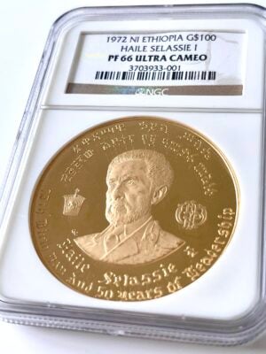 埃塞俄比亚 1966 年 100 美元 海尔·塞拉西 NGC PF66 Ultra Cameo