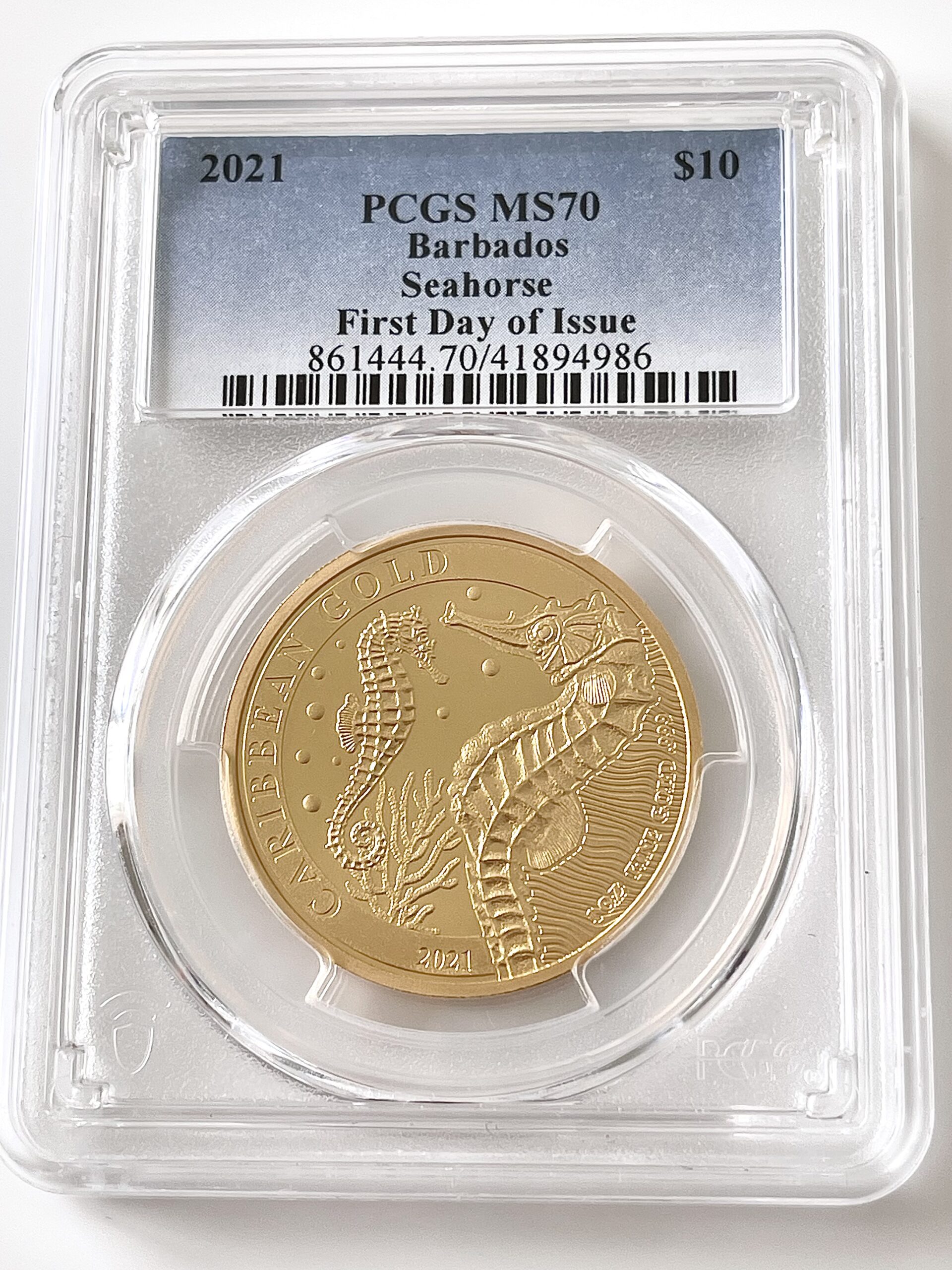 巴巴多斯- 2021 - 10 美元- 海马- 1 盎司