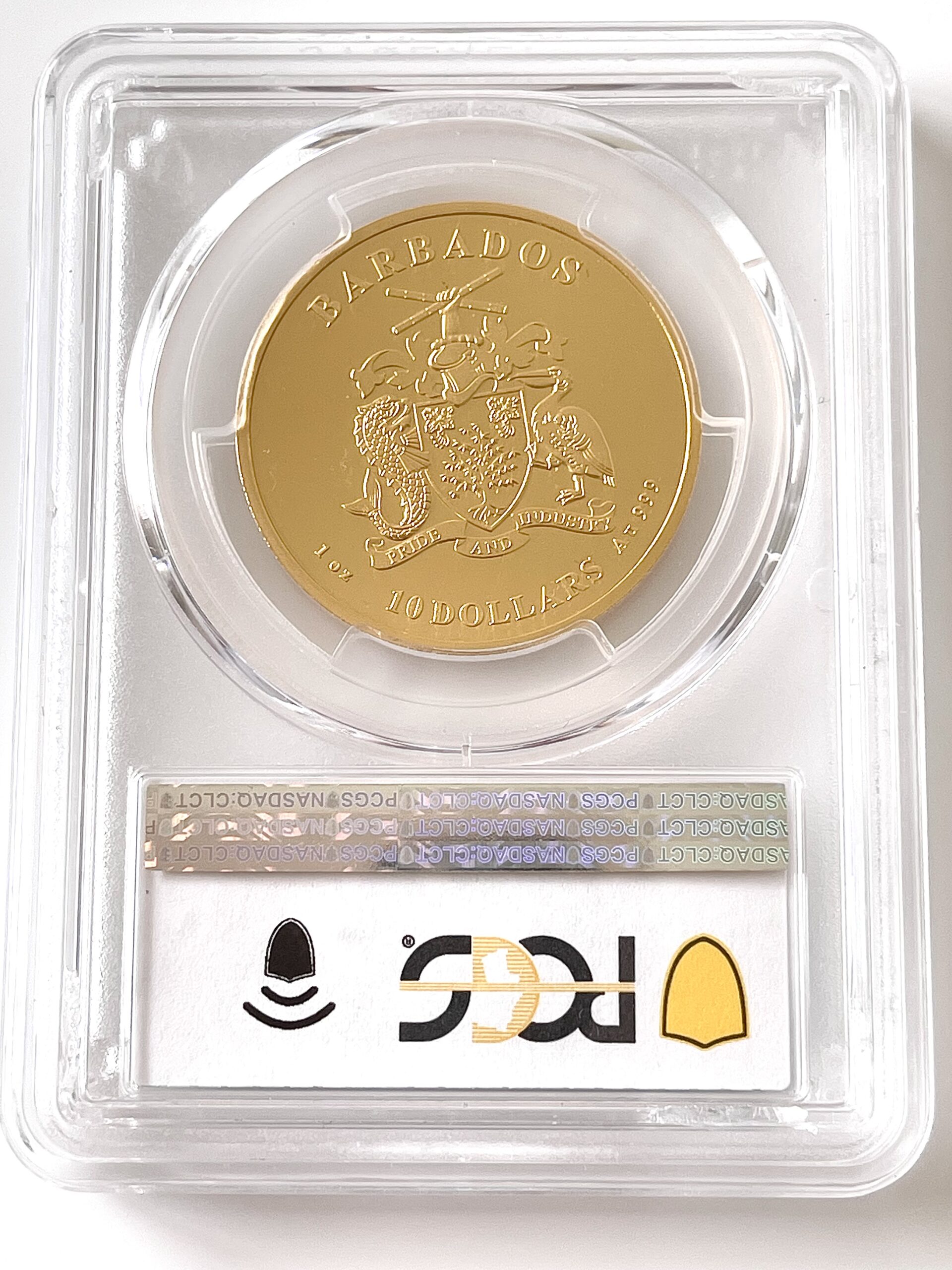 巴巴多斯- 2021 - 10 美元- 海马- 1 盎司