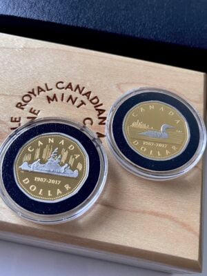 Kanada 2017 1 Dollar Proof Gold 2 Muenzen Set 30 Jahre Loonie