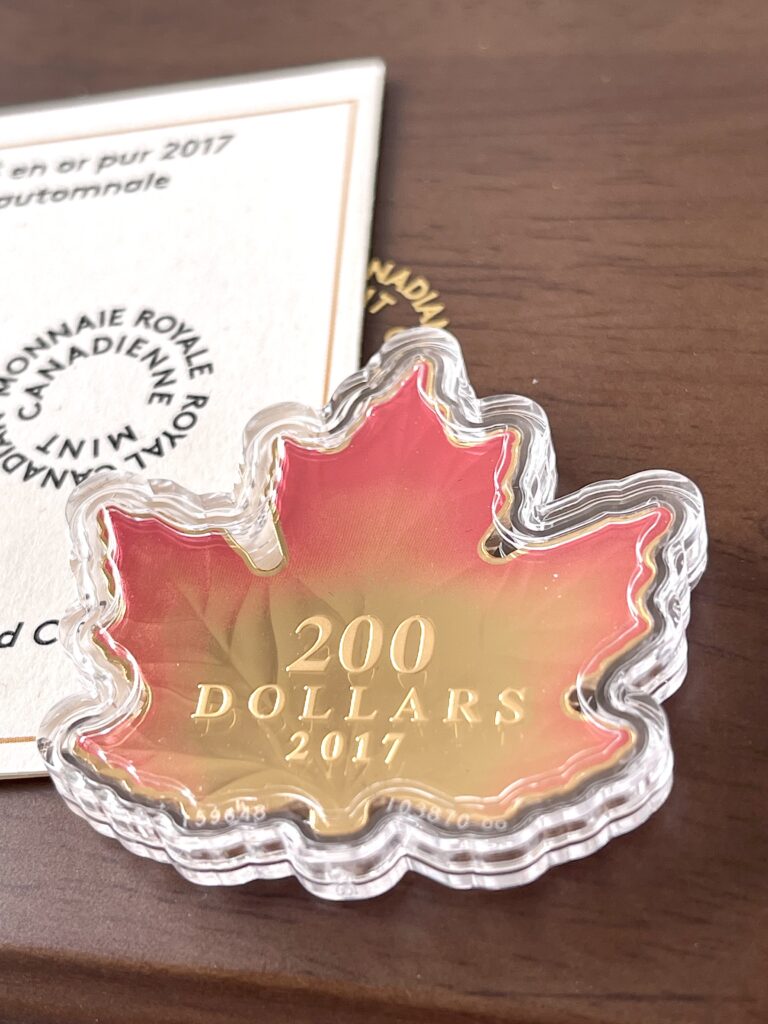 Canada 2017 200 Dollari Maple Leaf Autunno Fuoco Oro Proof
