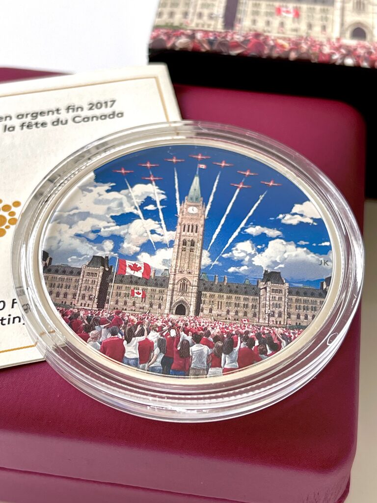 Moneta d'argento canadese da 30 dollari celebrativi del Canada 2017 da 2 once, luce nera