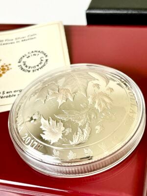 Kanada 2017 50 Dollar Maple Leaves in Motion 5oz Proof Silbermuenze