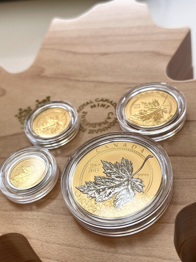 Set di 4 monete frazionarie in oro foglia d'acero Canada 2017