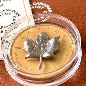 Kanada 2018 200 Dollar 30 Jahrestag Silver Maple Leaf 1oz Reverse Proof Goldmuenze
