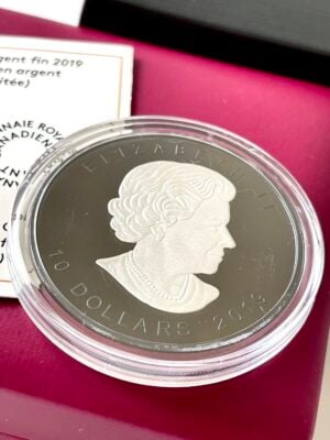 Canada 2019-10-dollar-maple-leaf-black-2oz-rhodium-silver-coin_3 Moneta canadese da 10 dollari del 2019, con foglia d'acero nera, in argento rodiato da 2 once.