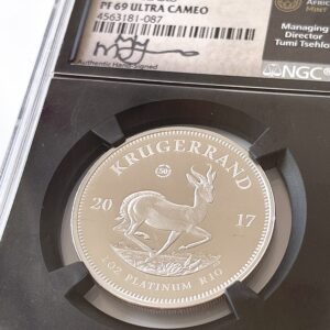 Kruegerrand platin 2017 1oz Tumi Tsehlo First  Releases NGC PF69 UCAM