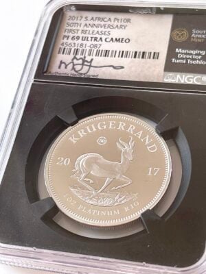 Kruegerrand 2017 年 1 盎司 Tumi Tsehlo 铂金首次发行 NGC PF69 UCAM