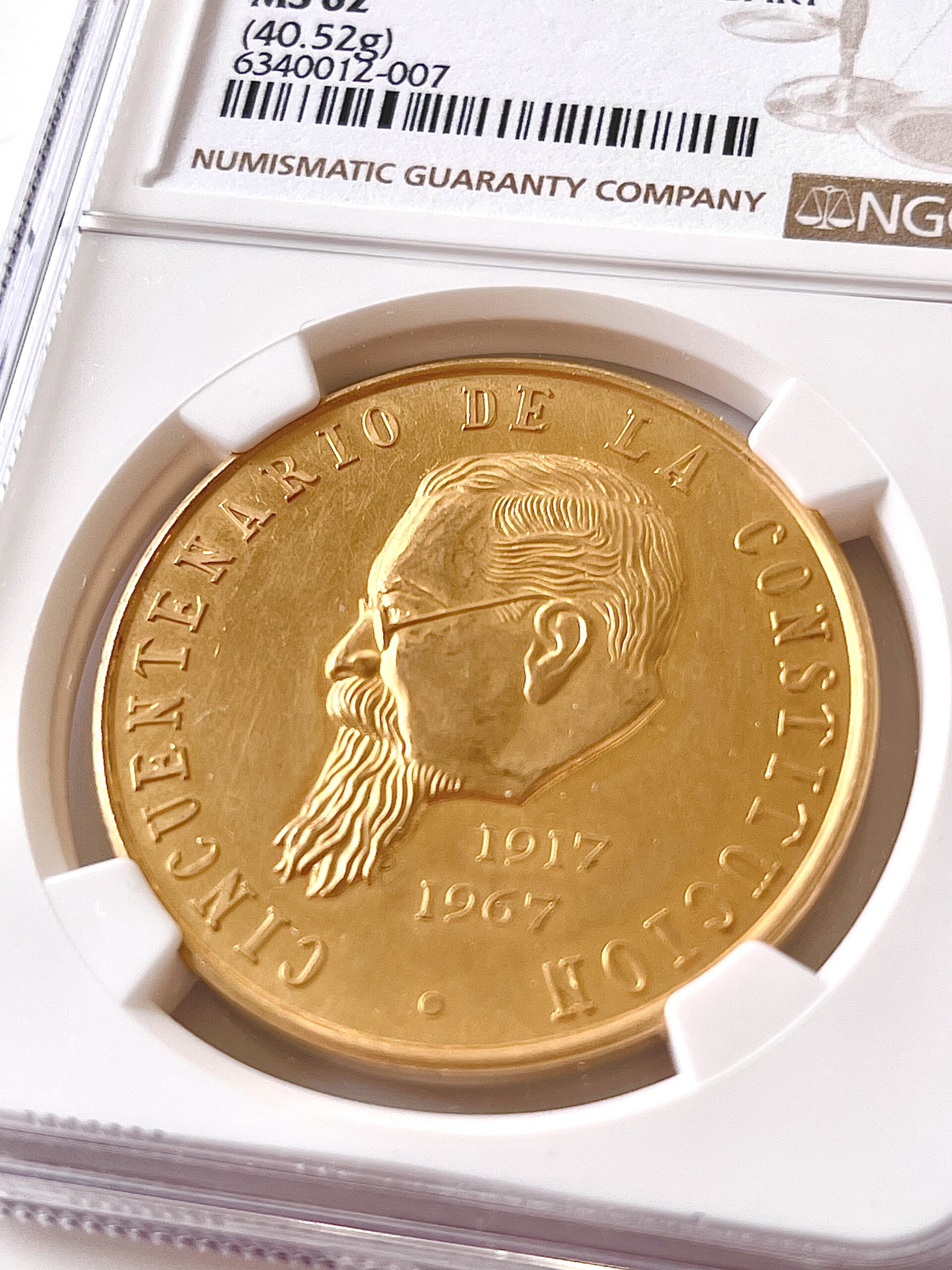Mexico 1967 Constitution Gold Medal – NGC MS62 – Grove-953