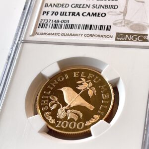 Tansania 1986 2000 Shilling Banded Green Sunbird NGC PF70 UCAM
