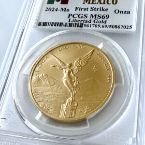 Мексика 2024 Либертад 1 унция пробного золота First Strike PCGS PR70 DCAM COA025