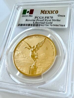 墨西哥2024年自由1盎司反向精铸金币首发 PCGS PR70 COA64