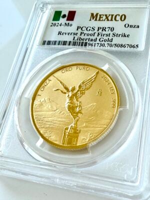 墨西哥 2024 Libertad 1 盎司反向精制金 First Strike PCGS PR70 COA65