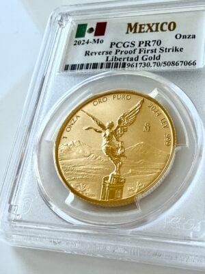 墨西哥 2024 Libertad 1 盎司反向精制金 First Strike PCGS PR70 COA66