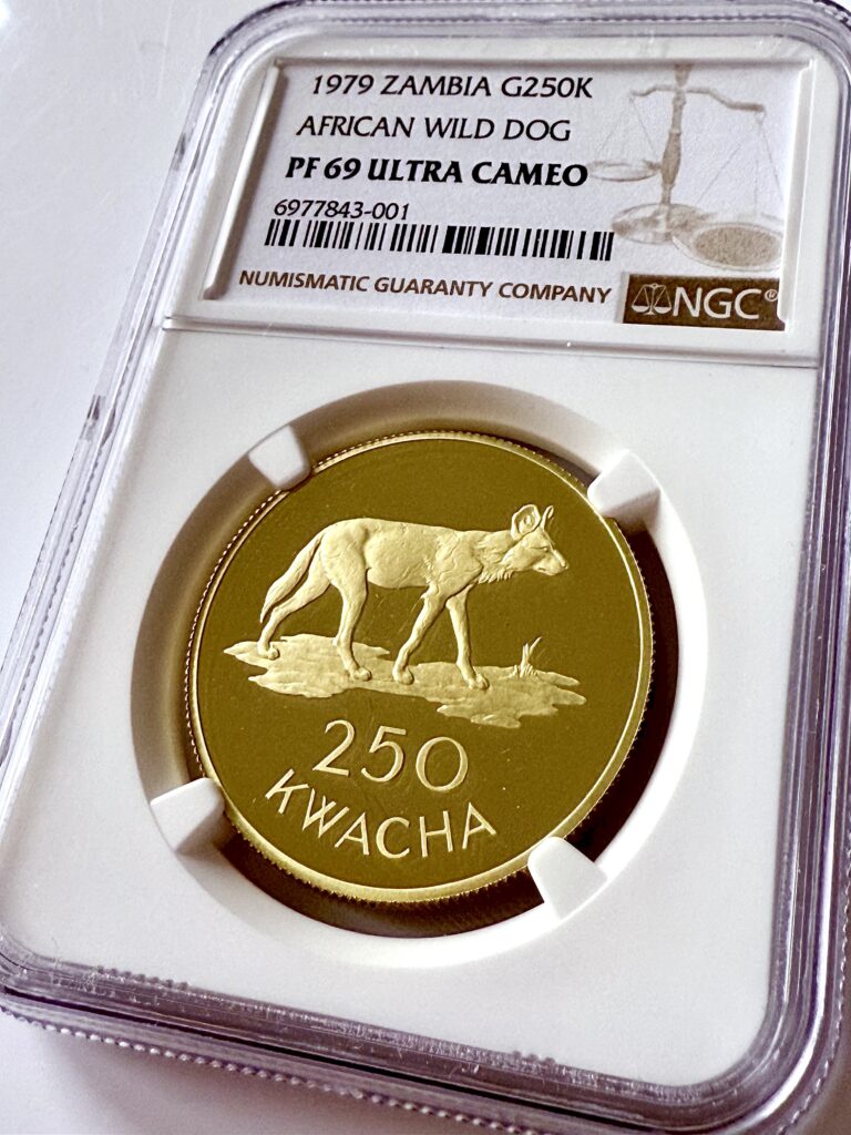 Zambia 1979 250 Kwacha African Wild Dog NGC PF69 UCAM