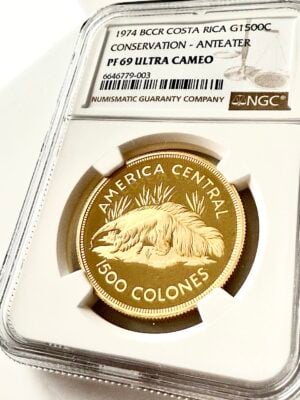 Oso hormiguero de Costa Rica 1500 colones 1974 NGC PF69 UCAM