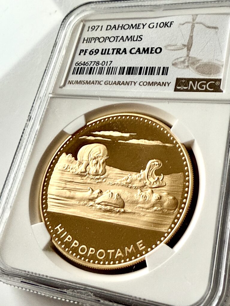 Dahomey 1971 10000 Francs Independence Hippopotamus NGC PF69 UCAM