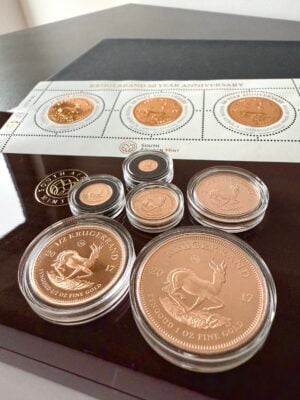 Krugerrand de Sudáfrica 2017, Edición Prestigio del 50.º Aniversario, Juego de 6 monedas de oro con caja y certificado.