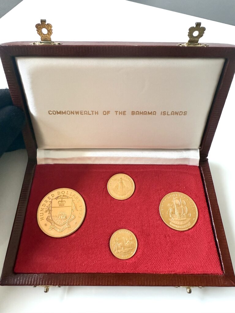 Juego de monedas de oro de 4 dólares de Bahamas de 1971 (prueba)