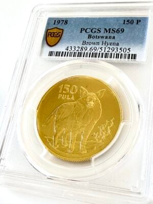 Botswana 1978 150 pula marrone iene oro pcgs ms69