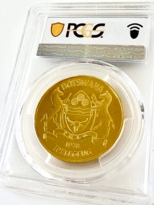 botswana-1978-150-pula-marrone-hyaene-oro-pcgs-ms69_2 Botswana 1978 150 pula marrone iene oro pcgs ms69