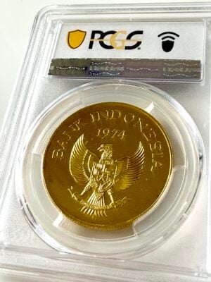印度尼西亚-1974-100000-印尼盾-科莫多-龙-PCGS-ms68_2 印度尼西亚 1974 年 100000 印尼盾科莫多龙 pcgs ms68