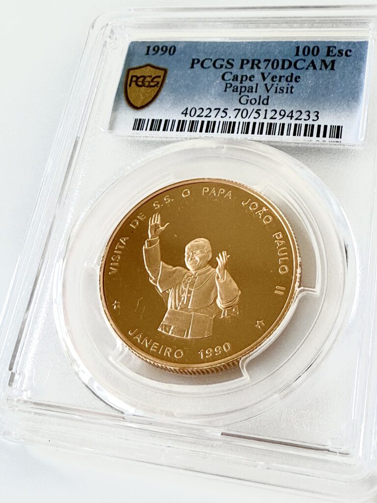 Kapverden 1990 100 Escudos Papstbesuch PCGS PR70 DCAM