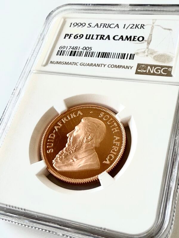 Kruegerrand 1999 1-2 oz or épreuve numismatique ngc pf69 ucam
