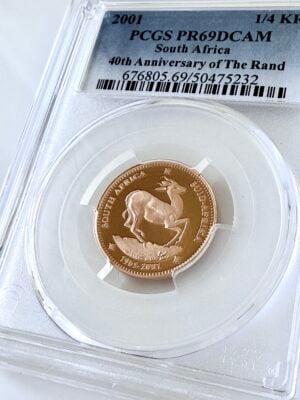 Kruegerrand 2001 1-4oz Oro Proof 40 Aniversario Rand PCGS PR69 DCAM