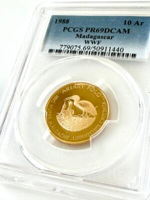 Madagascar 1988 10 Ariary Ibis wwf pcgs pr69 dcam