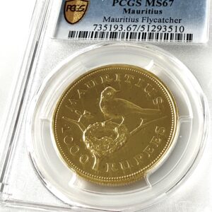 Маврикий 1975 1000 рупий Мухоловка PCGS MS67