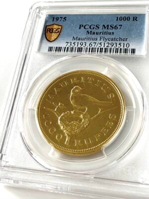 Mauritius 1975 1000 Rupees Flycatcher PCGS MS67