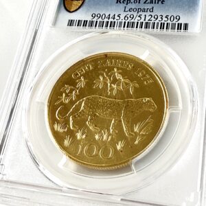 Zaïre 1975 100 Zaïres Léopard Or PCGS MS69
